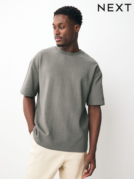 Green Relaxed Fit Textured T-Shirt (AU5654) | €23