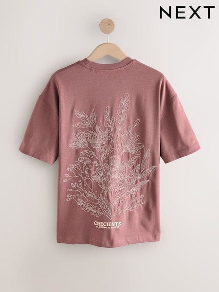 Hojas rosa - Corte estándar - Graphic Print Heavy Weight T-Shirt (AU5658) | 29 €