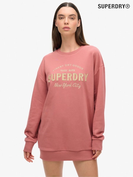 Superdry Pink Luxe Metallic Logo Sweat Dress (AU5662) | €45