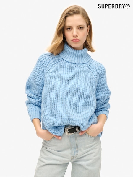 Superdry Blue Slouchy Stitch Roll Neck Knit Jumper (AU5664) | AZN 125
