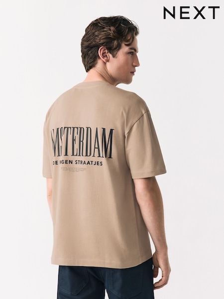 Stone Relaxed Fit Graphic Print Heavy Weight T-Shirt (AU5676) | € 27
