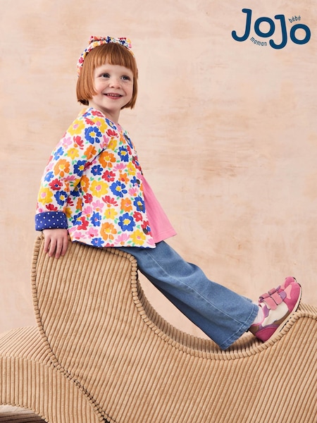 JoJo Maman Bébé Fuchsia Floral Quilted Reversible 100% Cotton Jacket (AU5704) | €43 - €48