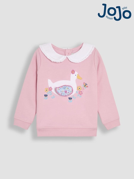 Rosa/Ente - JoJo Maman Bébé Frill Collar Appliqué 100% Cotton Sweatshirt (AU5714) | 38 € - 43 €