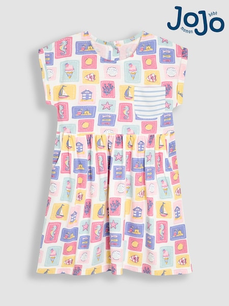 JoJo Maman Bébé Blue Nautical Drop Shoulder Dress (AU5717) | €25 - €29