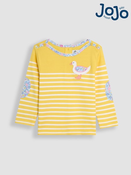 JoJo Maman Bébé Yellow Duck Appliqué Pocket Breton Top (AU5727) | €19.50 - €23.50