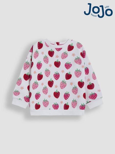 Creme/Erdbeer - JoJo Maman Bébé Bedrucktes Sweatshirt mit Rundhalsausschnitt (AU5729) | 37 € - 41 €