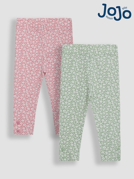 Pastel Green Ditsy Floral - JoJo Maman Bébé Leggings 2 Pack (AU5733) | 34 € - 38 €