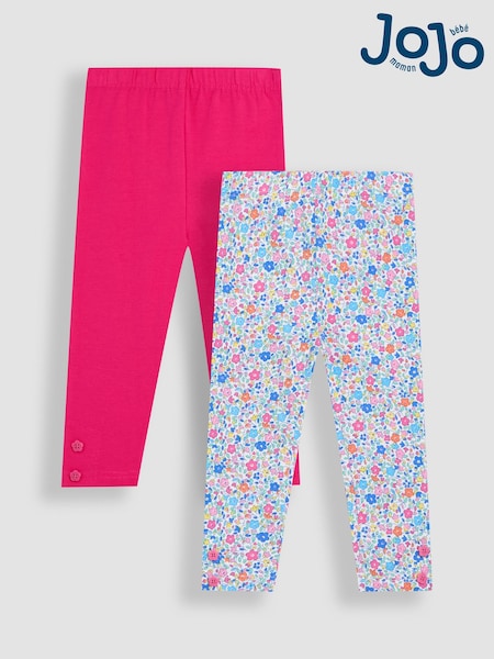 JoJo Maman Bébé Fuchsia Pink Ditsy Floral Leggings 2 Pack (AU5739) | €34 - €38