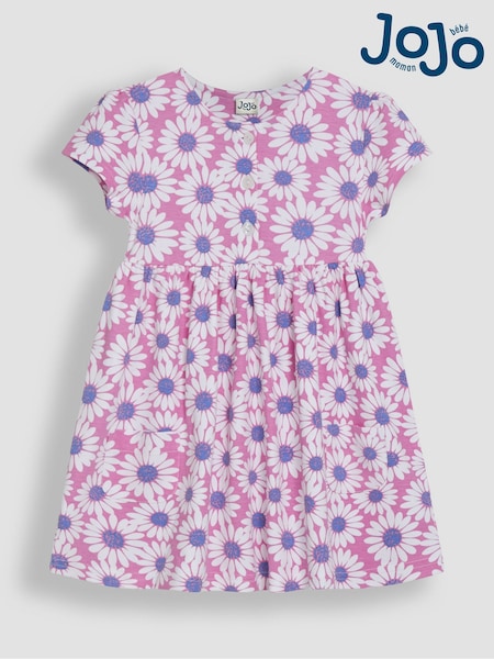 JoJo Maman Bébé Pink Daisy Button Front Dress (AU5740) | kr314 - kr357