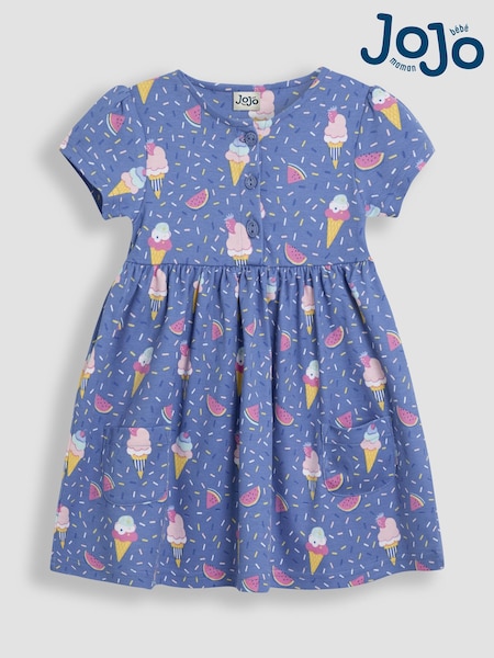 Bleuet Bleu Ice Cream - Jojo Maman Bébé Button Front Dress (AU5743) | € 26 - € 29