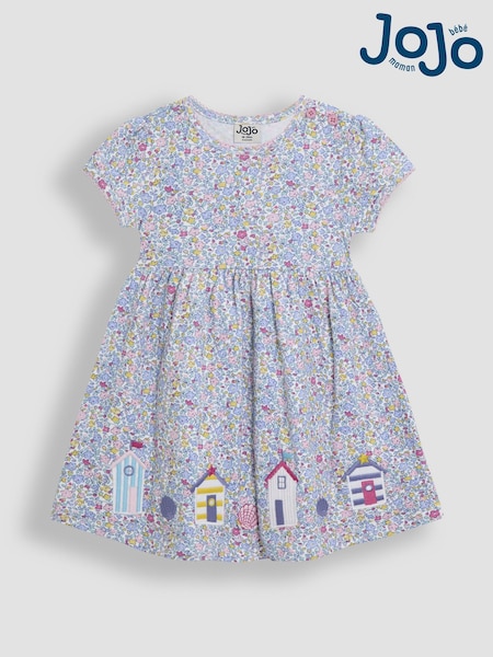 JoJo Maman Bébé Pink Appliqué Floral Print Dress (AU5762) | €34 - €39