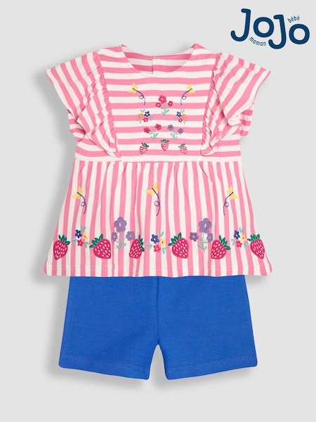 JoJo Maman Bébé 2-Piece Floral Appliqué Ruffle Front T-Shirt & Shorts Set (AU5770) | kr357 - kr400