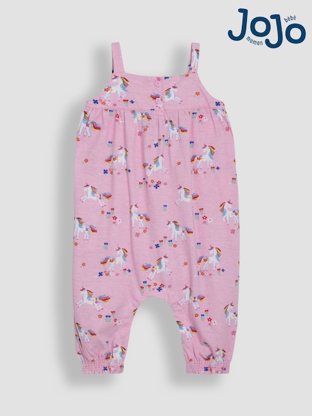 Vaaleanpunainen yksisarvinen - Jojo Maman Bébé Button Front Jumpsuit (AU5777) | €37 - €42