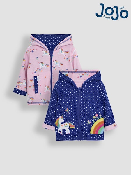 Unicorn albastru - Hanorac reversibil cu dinozaur aplicat JoJo Maman Bébé (AU5784) | 201 LEI - 223 LEI