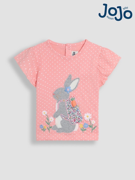 JoJo Maman Bébé Pink Bunny Frill Sleeve T-Shirt (AU5791) | $27 - $33