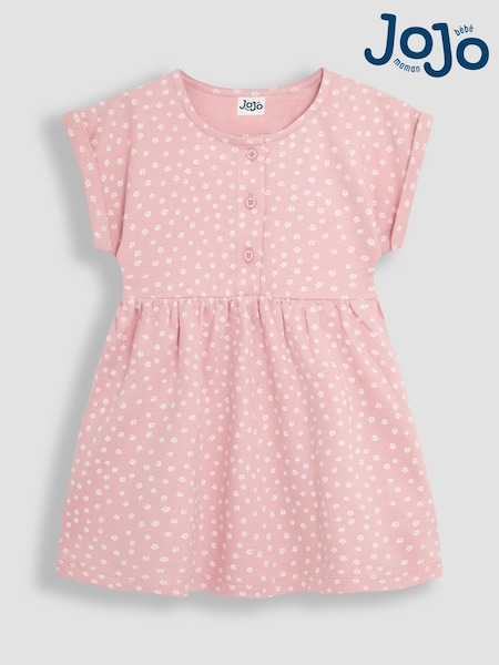 JoJo Maman Bébé Pink Spot Button Front 100% Cotton Dress (AU5794) | €26 - €30