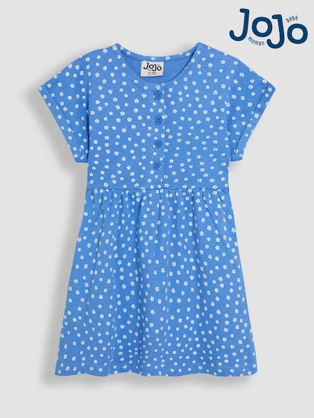 JoJo Maman Bébé Blue Spot Button Front 100% Cotton Dress (AU5796) | €26 - €30