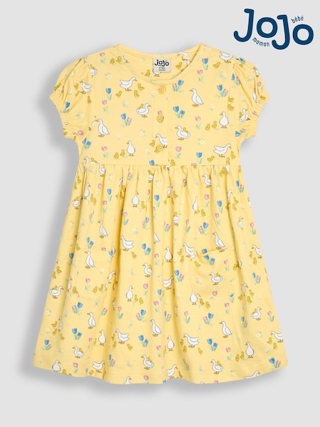 JoJo Maman Bébé Yellow Duck Button Front Dress (AU5808) | €37 - €42