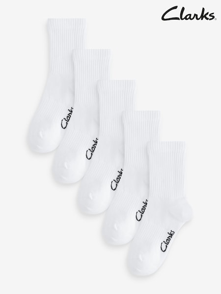 Clarks White Sporty School Socks 5 Pack (AU5885) | €13 - €14