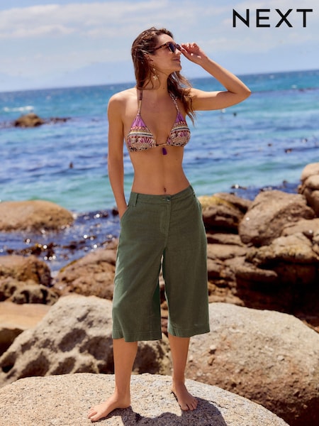 Khaki Vihreä - Pellava Rich Jort Lyhyt lahje (AU5943) | €33