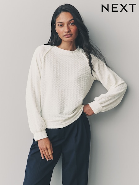 Ecru Textured Long Sleeve Top (AU5974) | €41.50