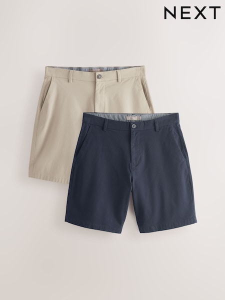 Navy/Stone Loose Fit Stretch Chino Shorts 2 Pack (AU5992) | €50