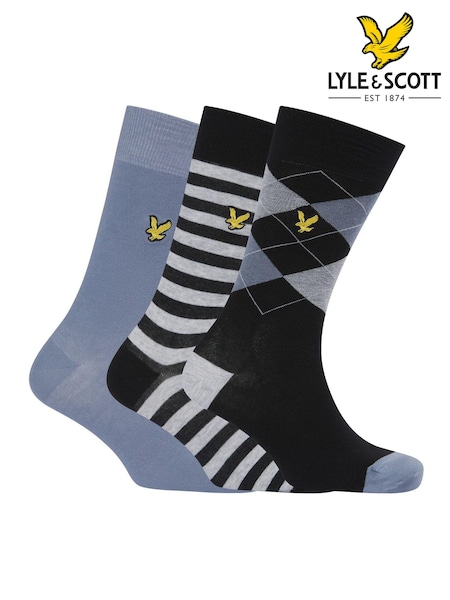 Lyle & Scott Blue Flanders Socks Gift Box 3 Pack (AU6048) | €31