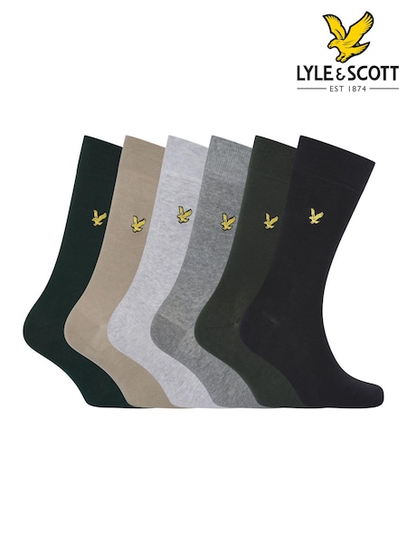 Lyle & Scott Green Victor Socks Gift Box 6 Pack (AU6110) | €37