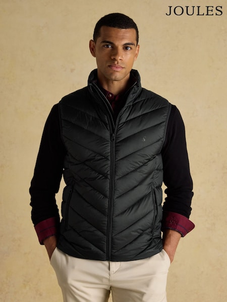 Joules Garrett Black Showerproof Padded Gilet (AU6114) | €69