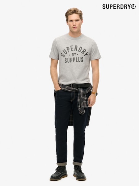 Superdry Grey 100% Cotton Surplus Graphic T-Shirt (AU6141) | €37