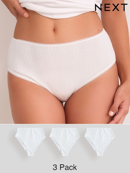 Valkoinen - Pointelle Knickers 3 -paketti (AU6162) | €24