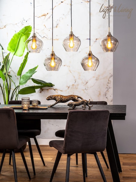 Light & Living Bronze Rakel Smoked Linear 5 Cluster Ceiling Light (AU6222) | €477
