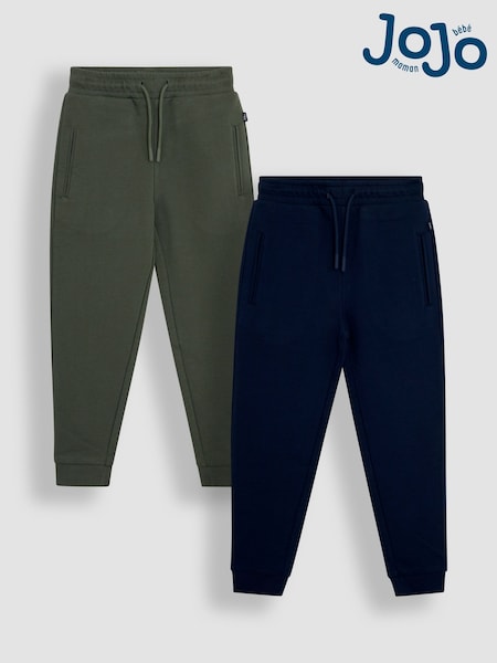 Khaki Green & Navy Blue - JoJo Maman Bébé Joggers 2 Pack (AU6267) | 38 € - 40 €