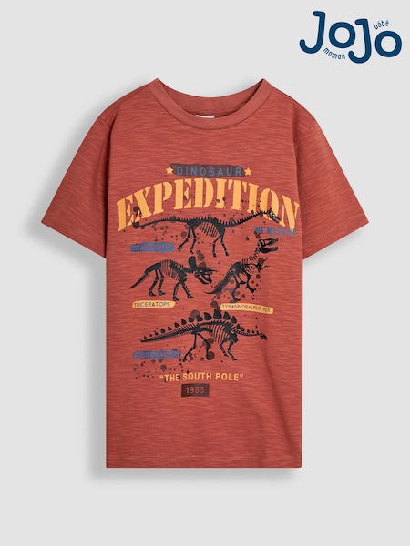 JoJo Maman Bébé Rust Dino Graphic Print T-Shirt (AU6306) | €24 - €26
