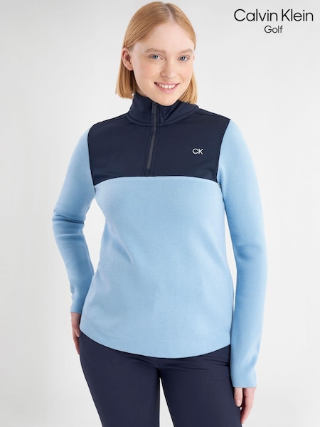Calvin Klein Golf Cecily Blue Hybrid Quarter Zip Sweatshirt (AU6336) | AED233