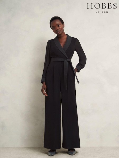 Hobbs Black Maia Sleeved Jumpsuit (AU6346) | R$ 2,160
