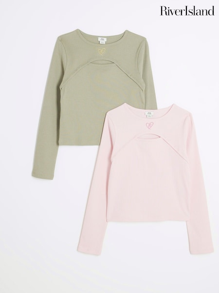 River Island Girls Cut-Out 100% Cotton Tops 2 Pack (AU6360) | 31 €