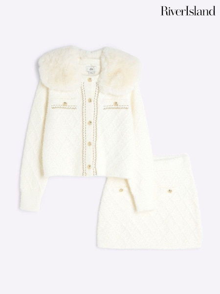 River Island Cream Girls Sequin Chain Cardigan (AU6374) | €25 - €31