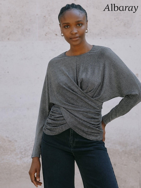 Albaray Silver Glitter Drape Top (AU6398) | €55