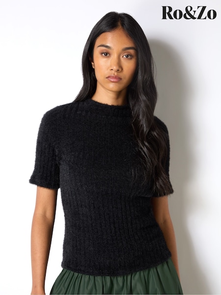 Ro&Zo Black Fluffy Rib Top (AU6423) | €53