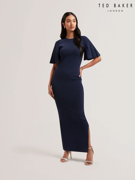 Ted Baker Blue Alenha Knitted Angel Sleeve Mini Dress (AU6478) | 857 QAR