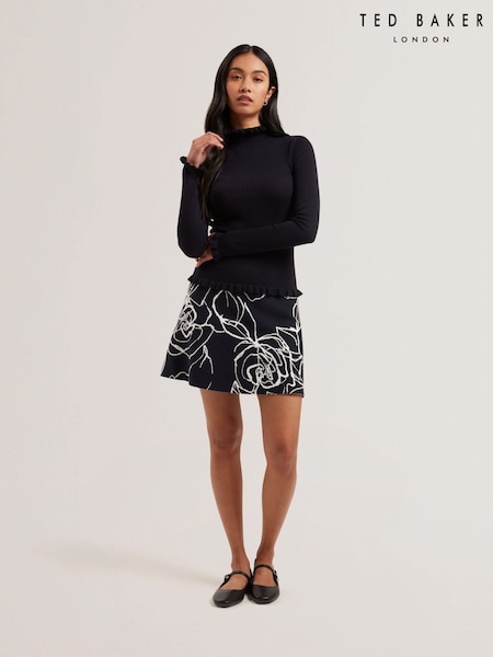 Sininen - Ted Baker Janittt Rib Puolipoolokaulus Frill Neulepusero (AU6490) | €156