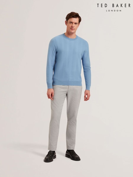 Синій - Ted Baker Jamals лонгслів Herringbone Stitch круглий виріз джемпери (AU6508) | 5 948 грн
