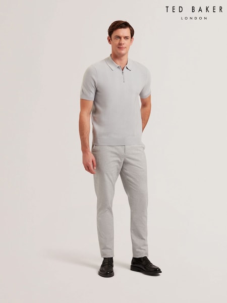 Ted Baker Fourd Short Sleeve Herringbone Stitch Zip Polo Shirt (AU6513) | ‏532 د.إ.‏