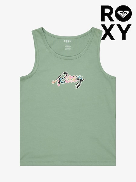 Roxy Green There Is Life Graphic Logo 100% Cotton Vest Top (AU6526) | ₪65