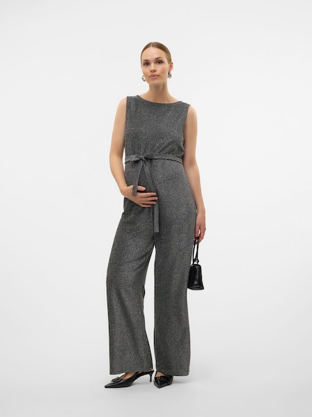 Mamalicious Maternity Sleeveless Belted Glitter Jumpsuit (AU6573) | €28