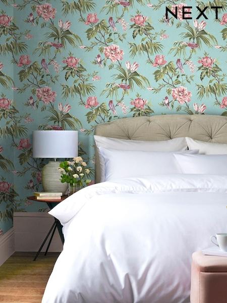 Duck Egg Birds & Blooms Wallpaper (AU6588) | €45