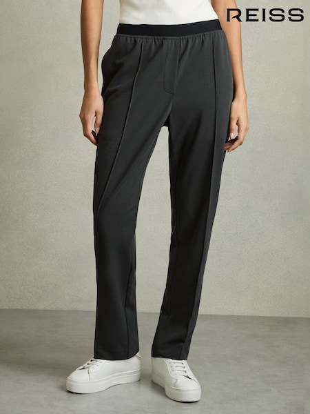 Reiss Charcoal Grey Lucia Elasticated-Waistband Tapered Trousers (AU6651) | €185