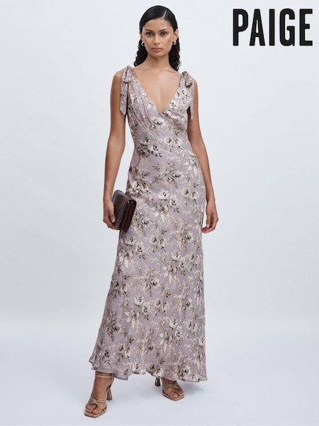Paige Satin Floral Maxi Dress With Silk (AU6760) | €780