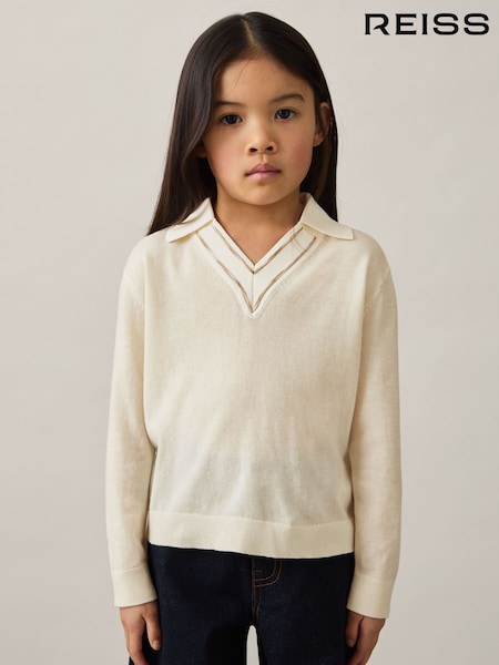 أبيض عاجي - Reiss Neena Wool Collared Cricket Jumper (AU6777) | ‏310 د.إ.‏